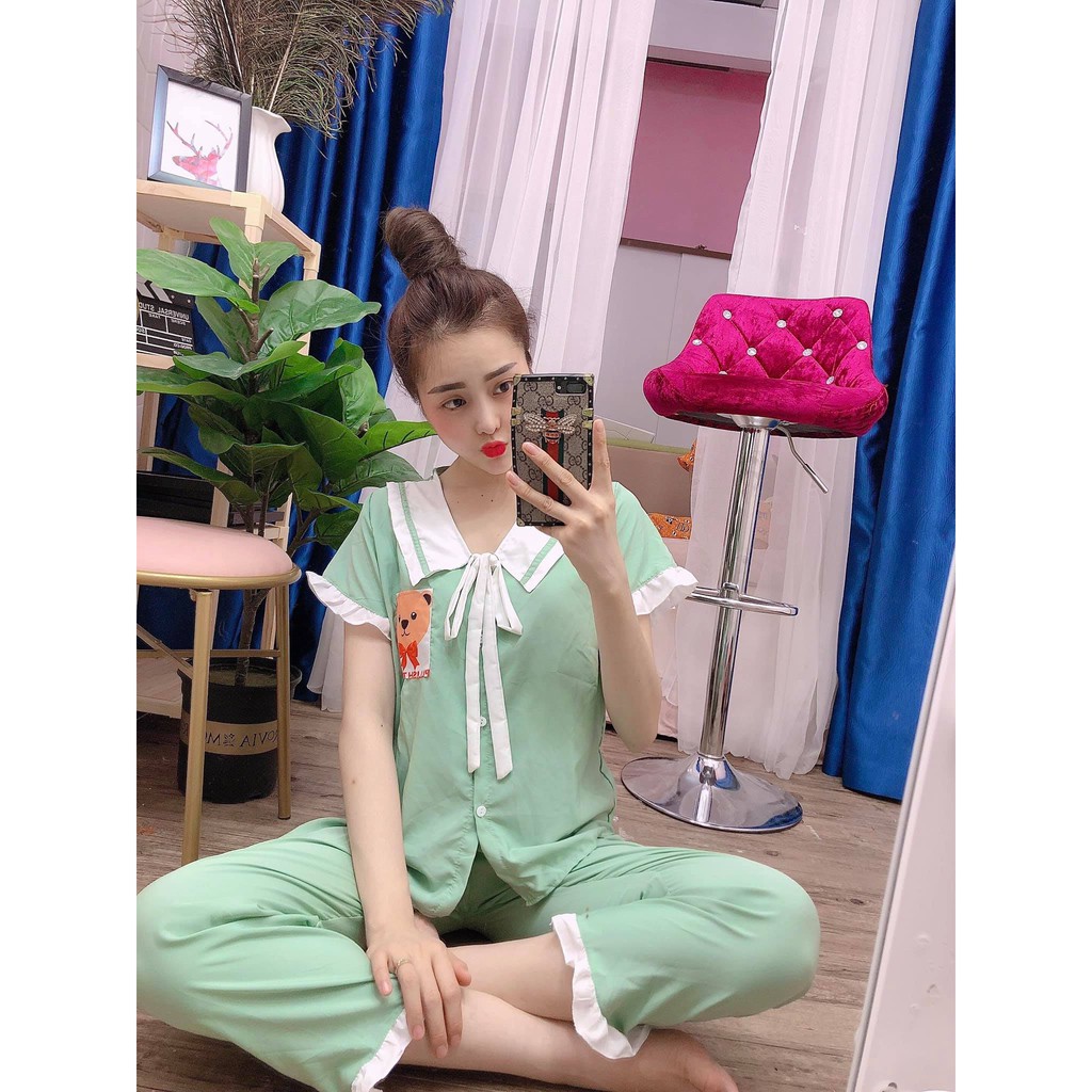 [Đồ bộ mặc nhà nữ] Bộ Pijama Lụa tiểu thư cộc tay quần dài cao cấp, Sét bộ đồ ngủ nữ, mặc nhà, đi chơi VIE72