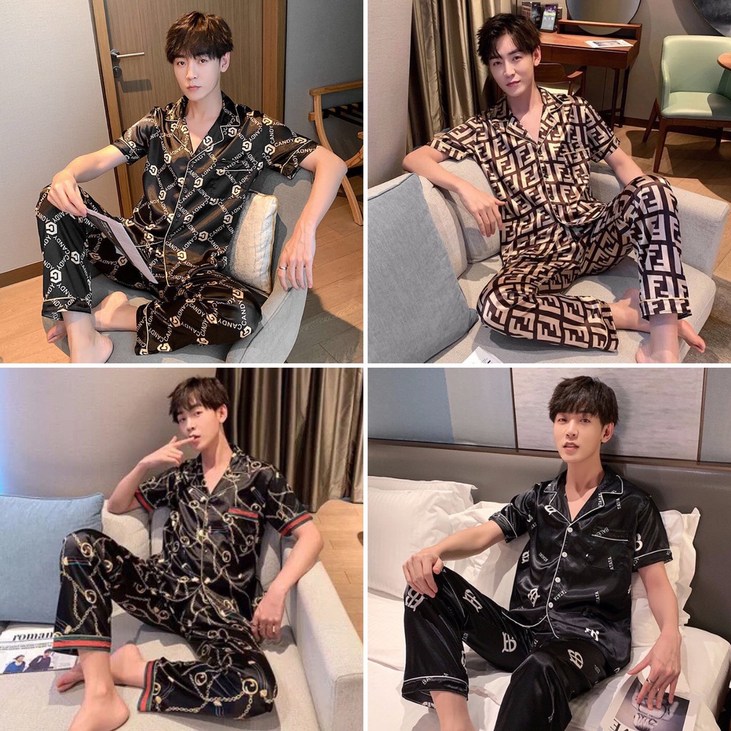 Đồ mặc nhà nam áo ngắn quần dài nhiều họa tiết - Pyjamas nam giới