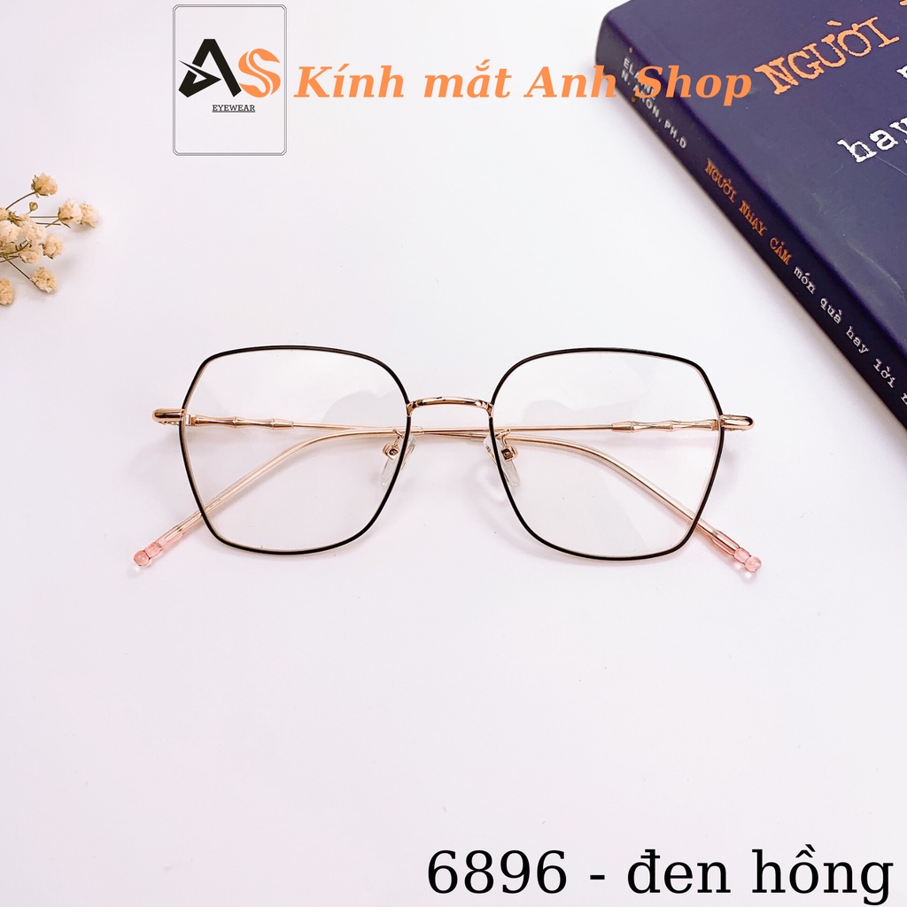 Gọng kính vuông mắt kính to chất liệu kim loại thanh mảnh 6896