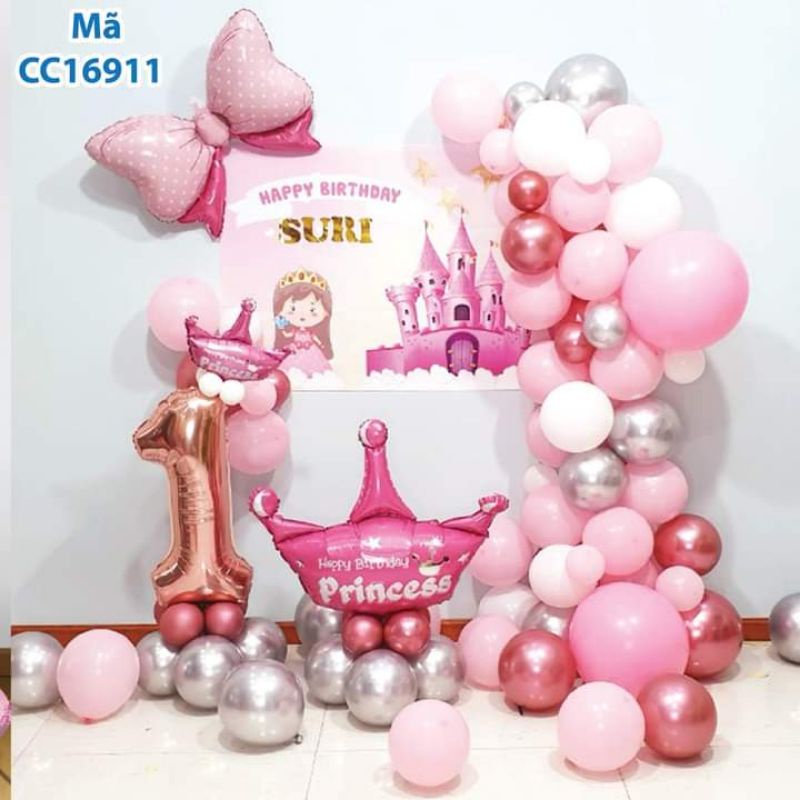 ( KÈM BACKDROP) SET BÓNG SINH NHẬT CÔNG CHÚA