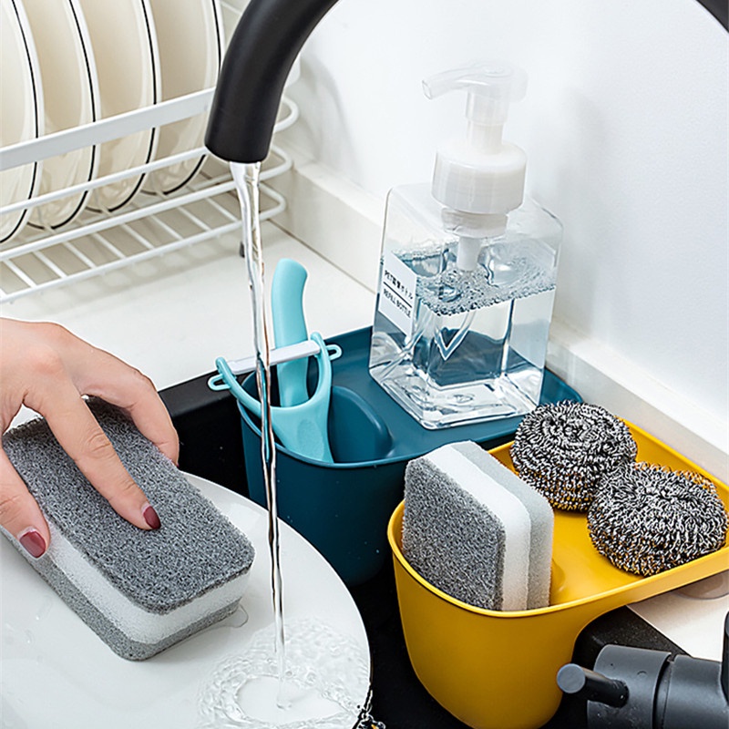Giá Đỡ Xà Phòng / Miếng Rửa Chén Gắn Vòi Nước Bồn Rửa Nhà Bếp Đa Năng Tiện Dụng