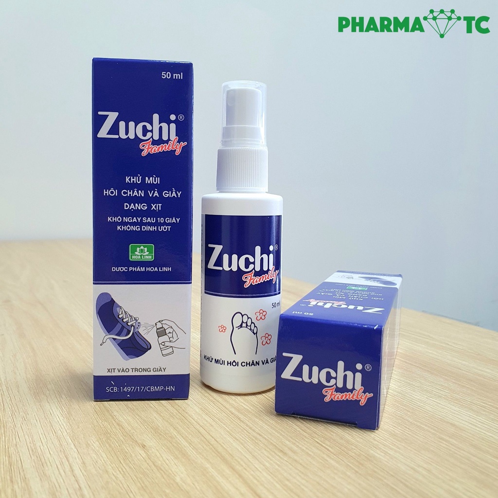 Zuchi Family, Dược phẩm Hoa Linh, xịt giày dép khử mùi hôi chân hôi giày, xịt thơm 50ml - PharmaOTC