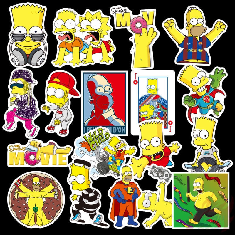 ❉ The Simpsons Giấy và decal dán tường C ❉ 25Pcs/Set Cartoon DIY Laptop Luggage Doodle Decals Stickers