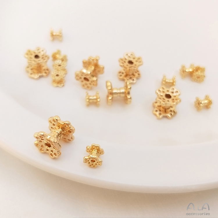 [little Blu] Bộ 20 Hạt Xỏ Vòng Tay 14K Hai Mặt Mạ Vàng Đồng Dùng Làm Đồ Trang Sức Thủ Công diy