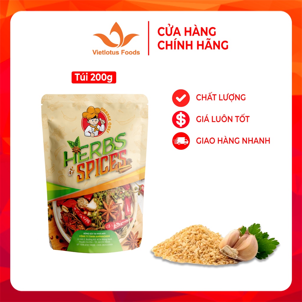 Tỏi băm sấy khô Orange Chef - 200 gram / túi