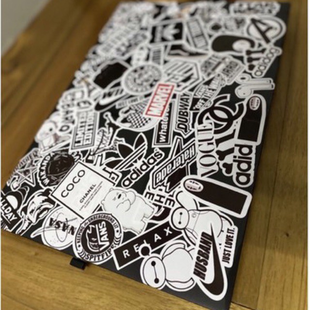 Bộ 100 sticker nhật trắng đen cá tính dùng để trang trí điện thoại di động/ván trượt/vali - Rinart.vn