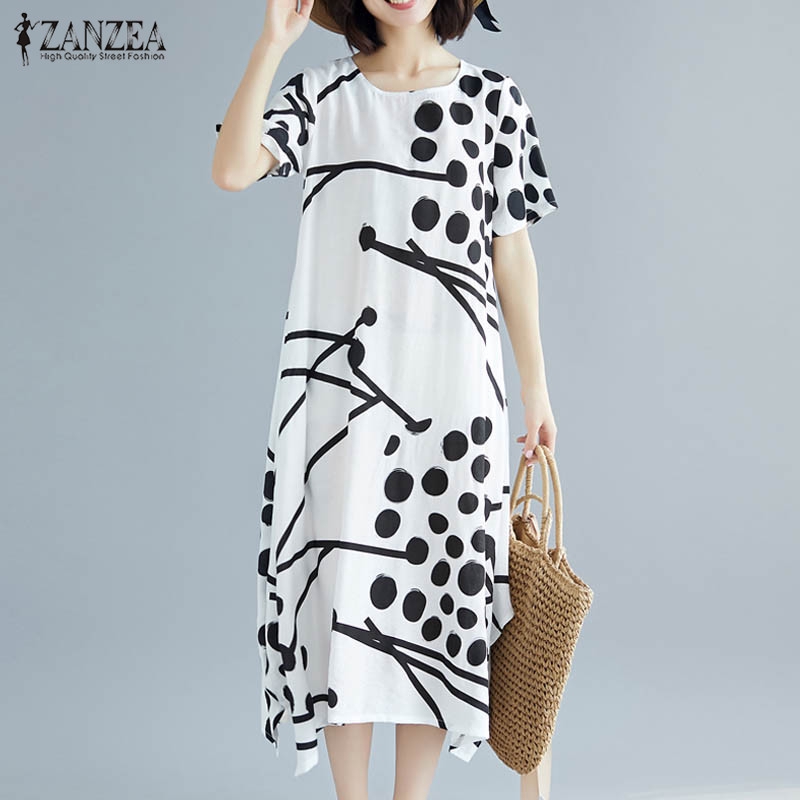 Đầm Maxi ZANZEA Cổ Tròn Dáng Rộng Họa Tiết Hoa Thời Trang Cho Nữ | BigBuy360 - bigbuy360.vn