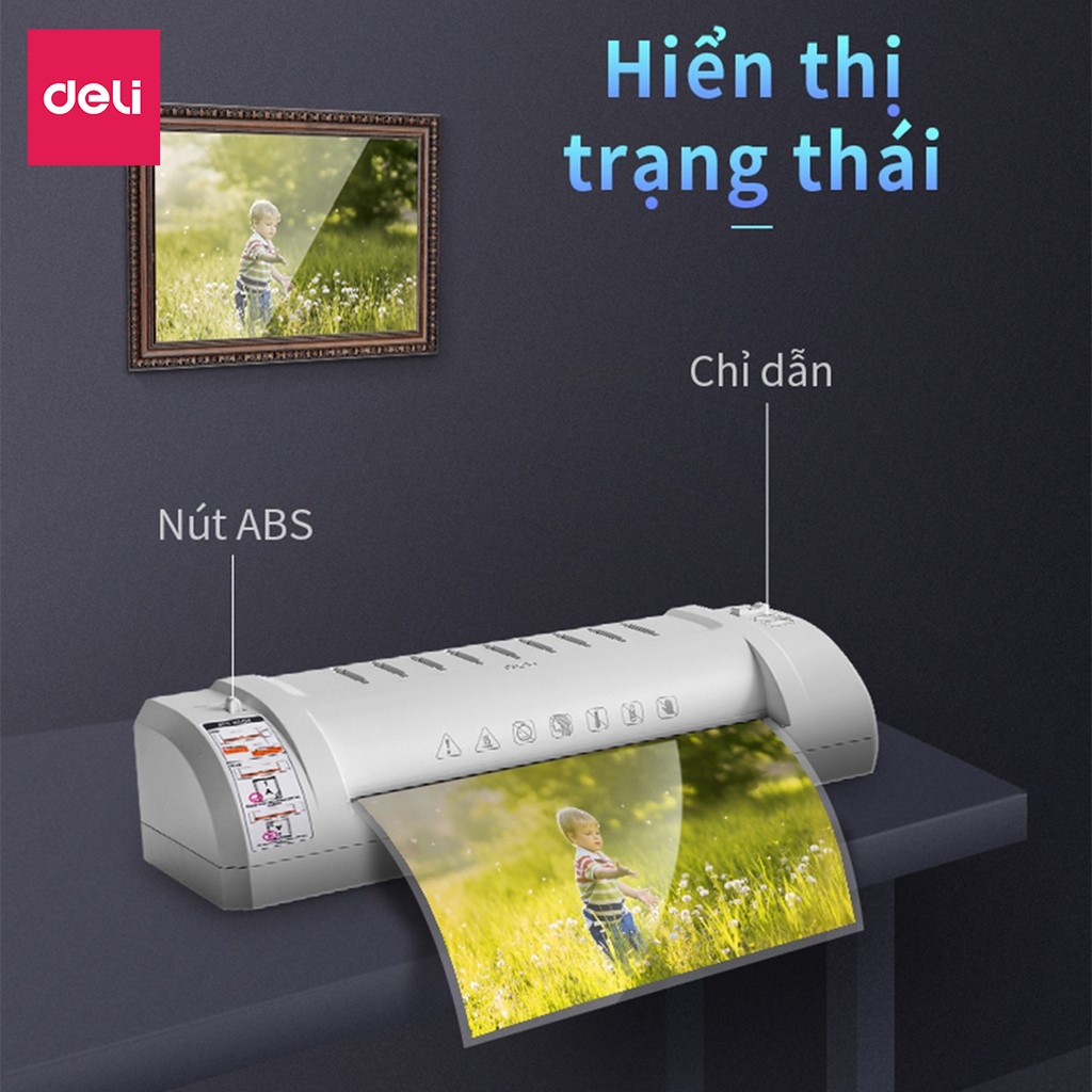 Máy Ép Plastic Deli Chính Hãng Chuyên Dụng - Khổ A4/A5/B5 - An Toàn Và Dễ Dàng Sử Dụng - Ép Màng Ảnh, Poster E3893-EU