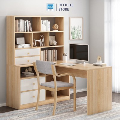 [Giao lắp tại TP.HCM] Bàn Làm Việc, Học Tập Kết Hợp Tủ Sách Siêu Lớn Nhiều Ngăn Đa Dạng Thương Hiệu SIB Decor BLV64