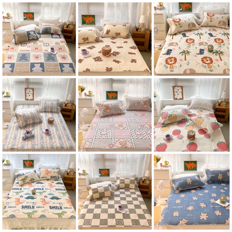✈☈☊Chiếu điều hoà cao su non latex Mark Cross mềm mại, êm mát hoạ tiết cute cho bé - hàng nhập khẩu nguyên set