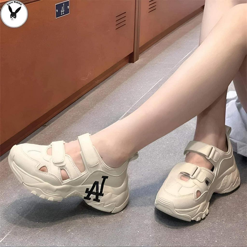 Giày Sục Nữ MLB Big Ball Chunky Mask Los Angeles Dogers màu trắng sữa thời trang thoáng chân mẫu mới 2023, full box