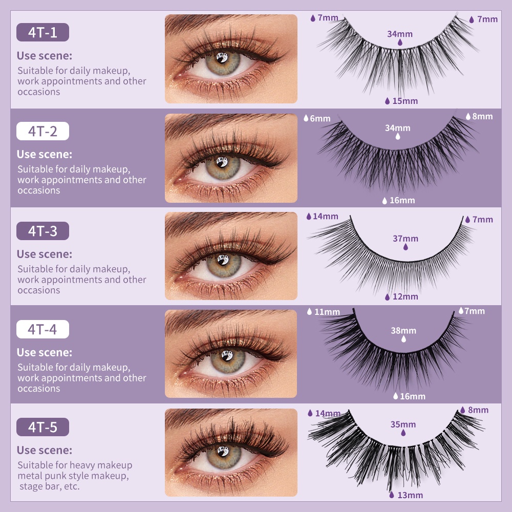Set 4 cặp lông mi giả MAGEFY thân trong suốt tự nhiên