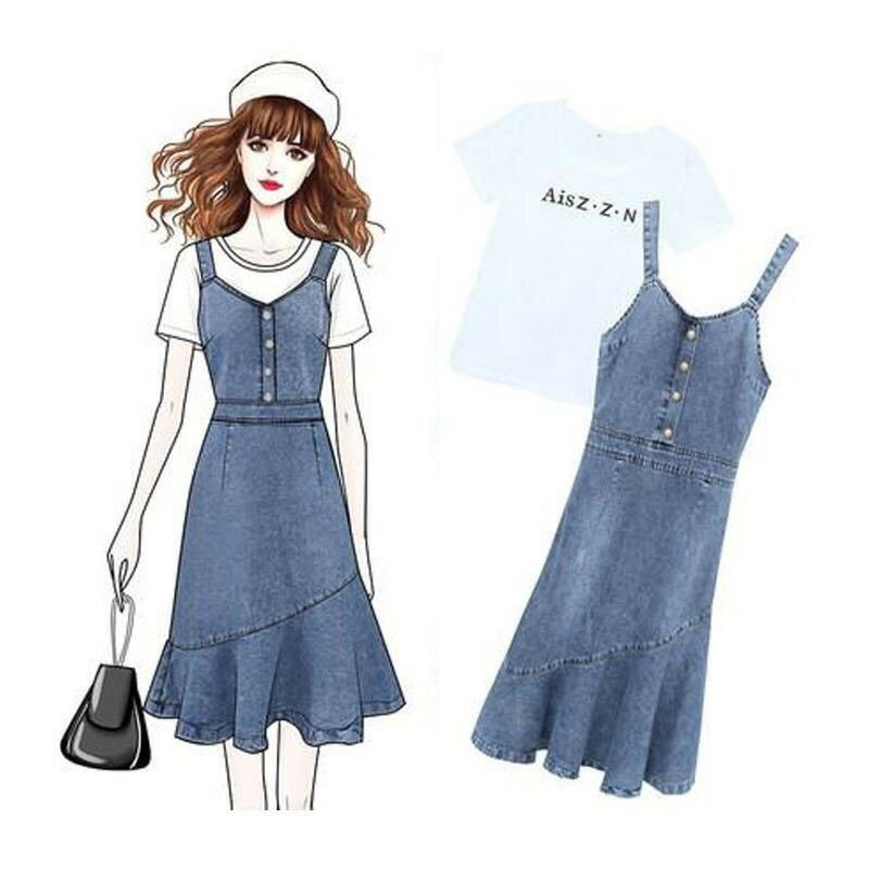 Đầm Yếm Jean Đuôi Cá Có Size XXL