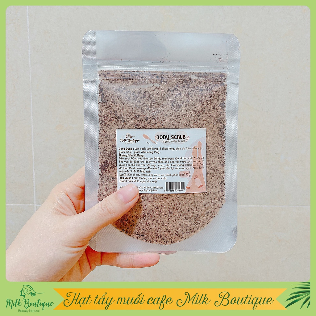 Hạt tẩy tế bào chết Muối Cà Phê K'HULA (Dạng Bịch), Scrub Coffee, tẩy da chết body, giúp da láng mịn, hãng Huyền Milk