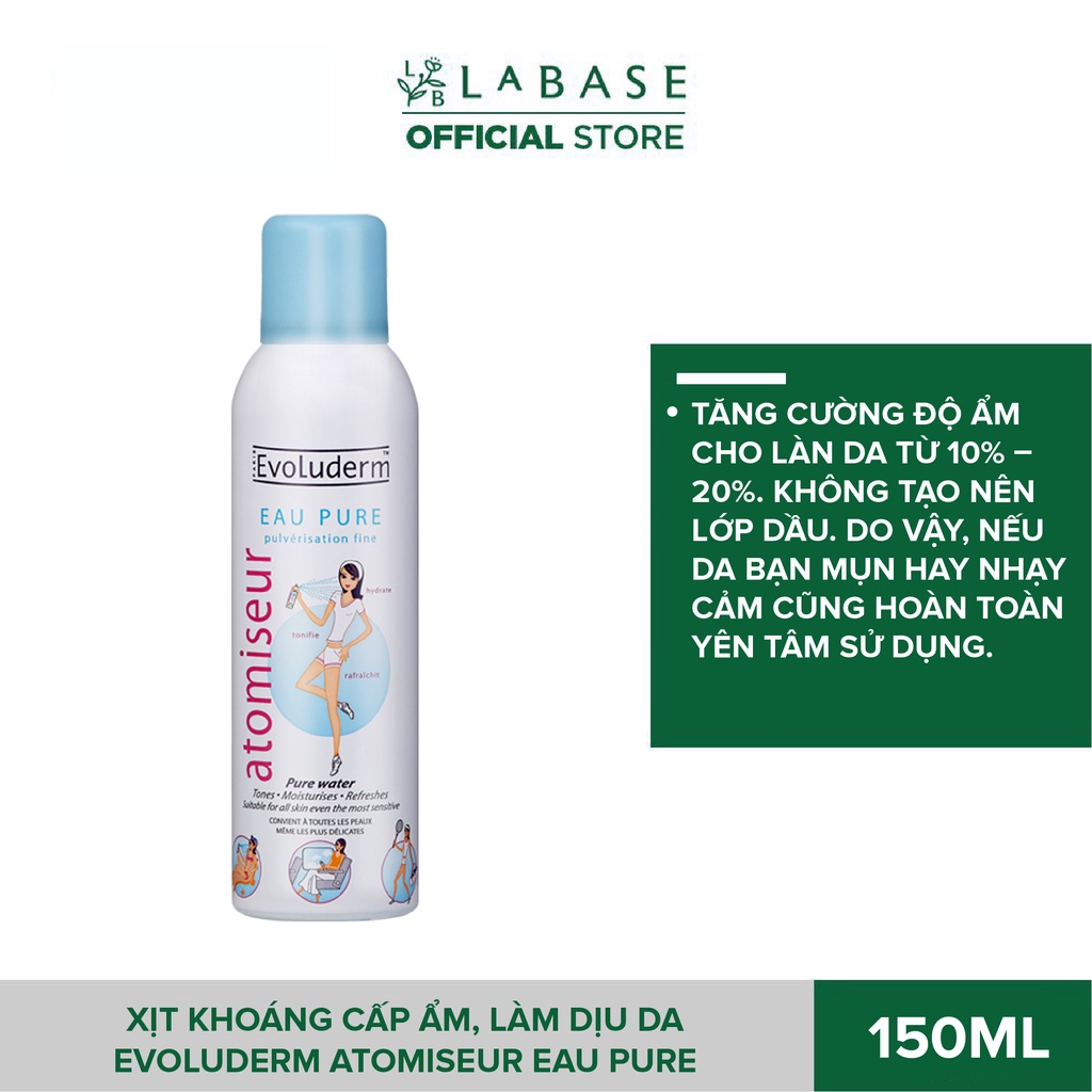 Xịt khoáng cấp ẩm, làm dịu da Evoluderm Atomiseur Eau Pure 150ml