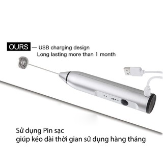 KHUYẾN MÃI SỐC - Máy đánh kem trứng, tạo bọt cafe 3 tốc độ 2 đầu khuấy inox cao cấp, cổng sạc USB thông minh
