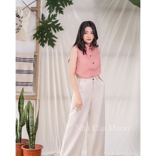 Quần xuông Linen vải dệt cao cấp- Nhà Của Moon