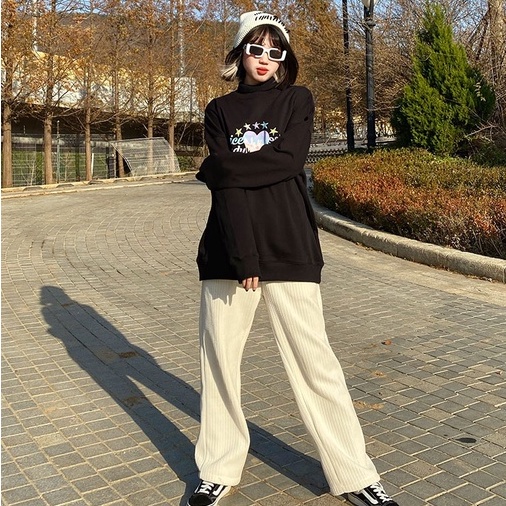 ZHELIHANGFEI Áo Thun Sweater Tay Dài In Hình Ngôi Sao Màu Gradient Kiểu Retro Dễ Thương