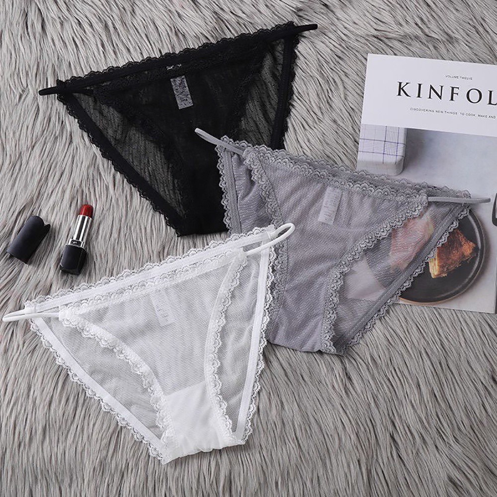 Quần lót cotton mềm phối ren lưới xuyên thấu thoáng khí nhiều màu gợi cảm cho nữ