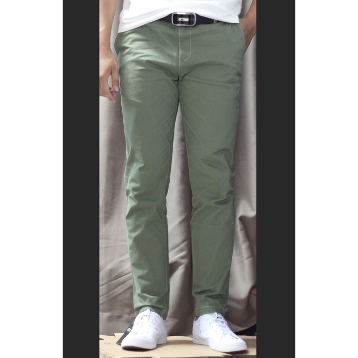 Quần Kaki dài nam màu rêu nhạt chất liệu kaki mềm dáng SLIM phù hợp cho nam