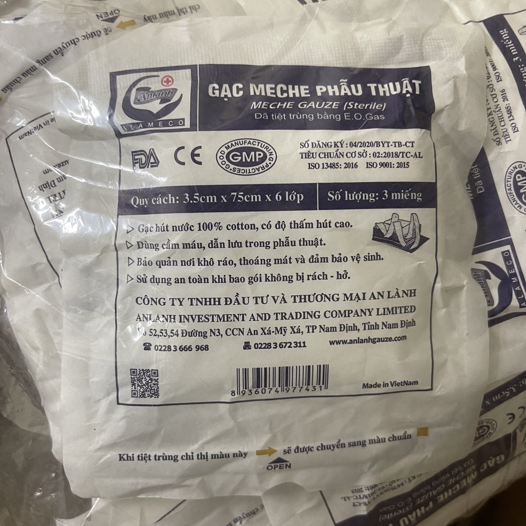 Gạc Meche phẫu thuật (Bịch 50 gói)
