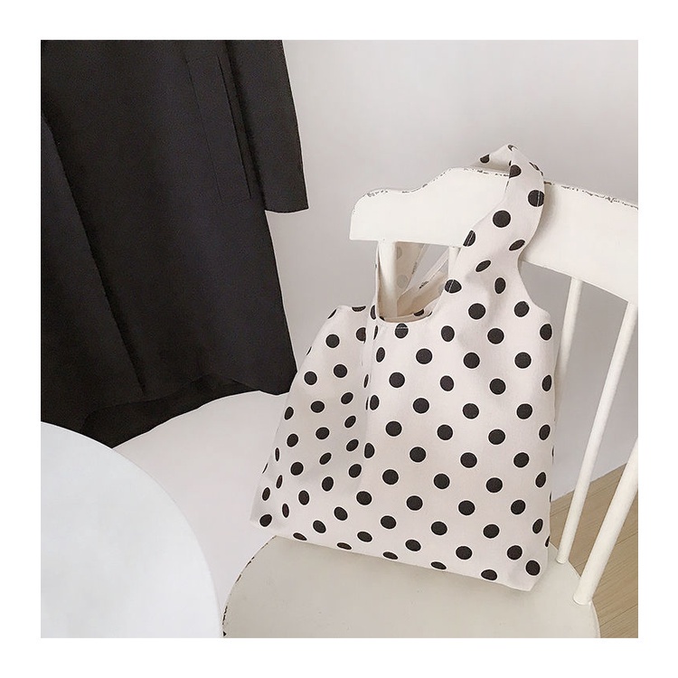 Túi vải Họa Tiết Chấm Bi Phong Cách Nhật Bản