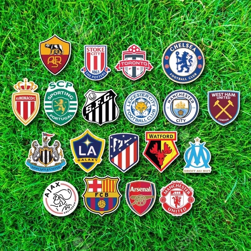 Combo 40 sticker logo CLB bóng đá nổi tiếng không trùng chất liệu decal chống nước trang trí xe, nón bảo hiểm MS38