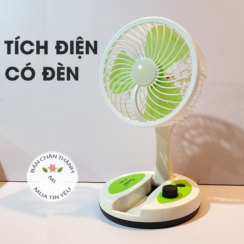 Quạt Tích Điện Để Bàn Mini Gấp Gọn Tiện Lợi Gió Mát Có Đèn Sáng - Bảo Hành Hoàn Tiền Nếu Có Lỗi (Loại tốt) | BigBuy360 - bigbuy360.vn