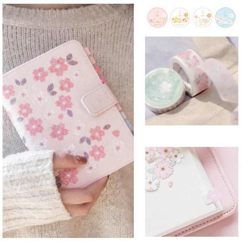 【FS】A6 Sakura Theme Floral Diary Book Cover Set Embroidery Notebook Book #8
