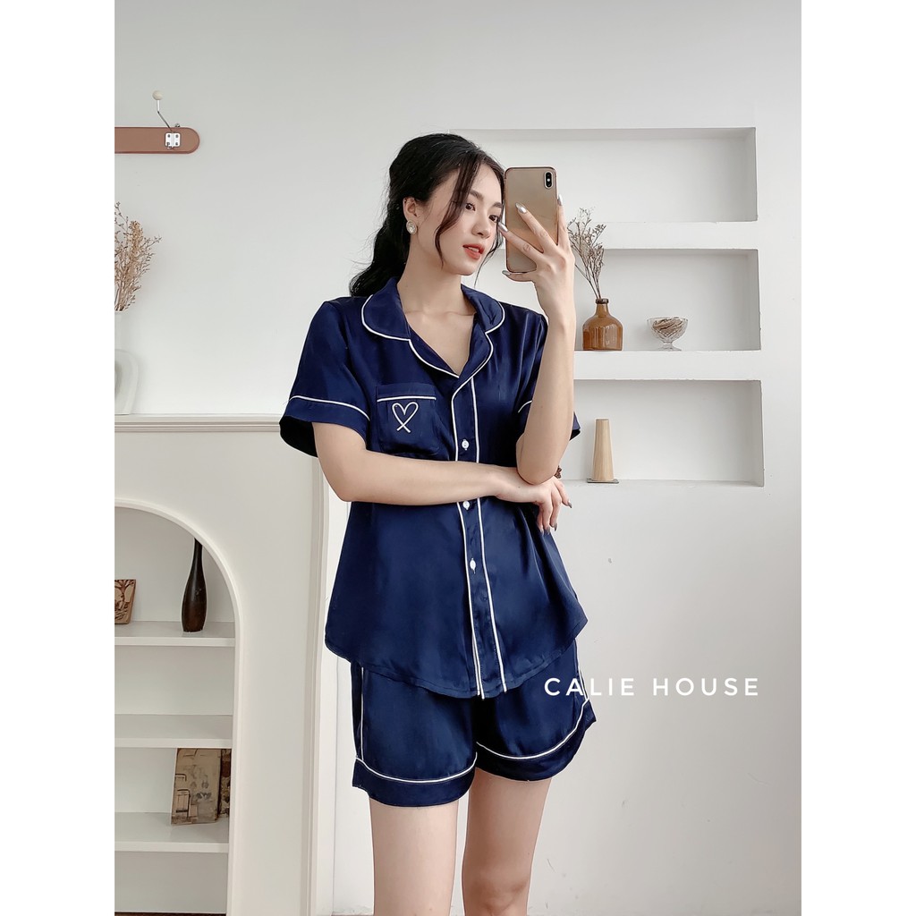 Bộ Đồ Ngủ Nữ Ngắn Tay Pijama Calie House. Bộ đồ Mặc Ở Nhà Chất Liệu Lụa Mặc Rất Mát Vào Mùa Hè S9