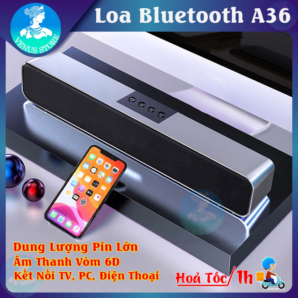 Loa A36 Cao Cấp Bass Cực Mạnh Âm Thanh Vòm Tương Thích Mọi Thiết Bị, Dung Lượng Pin lớn- Loa Bluetooth Giá Rẻ Siêu Bass