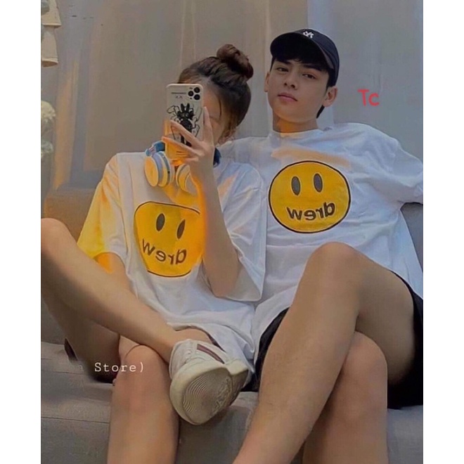 Áo phông tay lỡ DREW mặt vàng