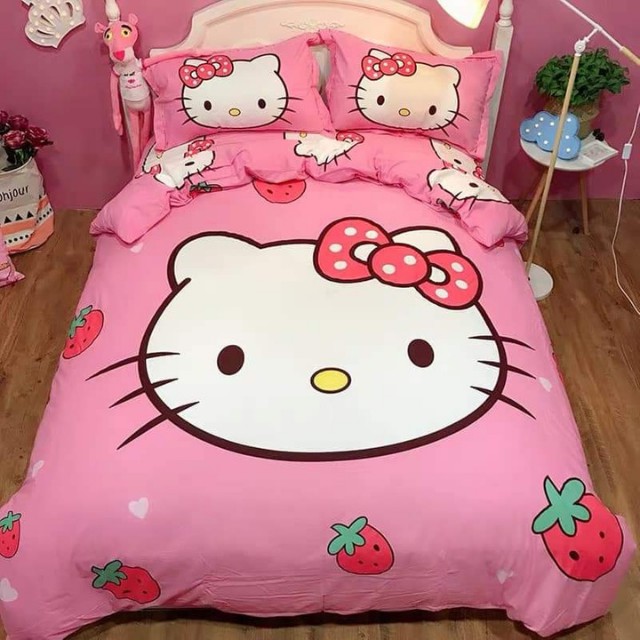 Bộ chăn ga gối dành cho bé gái, hàng cotton 100%, Chăn ga làng nghề Hà Nội