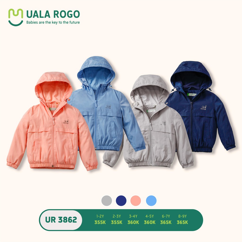 Áo khoác gió 2 lớp cotton cao cấp bé trai bé gái Uala Rogo 3862