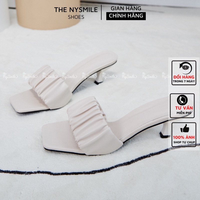 Dép Guốc 3Cm gót nhọn quai ngang bèo nhún - THENYSMILE - HONEY