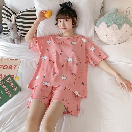 Đồ Bộ Bầu đùi nữ cộc tay mặc nhà thời trang mới nhất - Chất liệu Cotton cao cấp