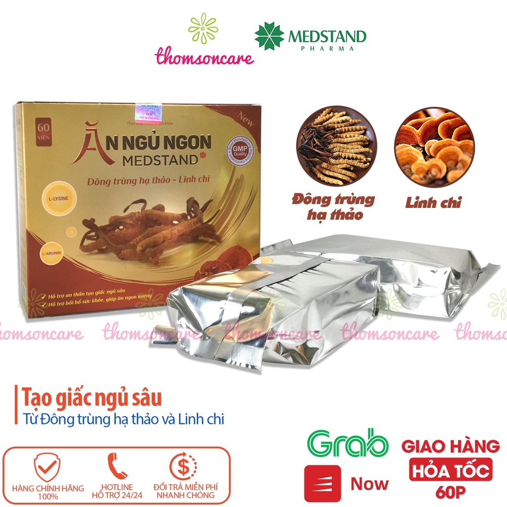 Viên Ăn Ngủ Ngon Medstand - Bồi bổ sức khỏe, ăn ngon miệng, ngủ ngon, giảm căng thẳng từ Đông trùng hạ thảo- Hộp 60 Viên