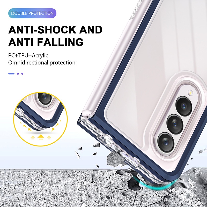 Ôp Điện Thoại Cứng Viền silicon Trong Suốt Cho samsung galaxy z fold 3 z fold 4 5g z Fold5 z Fold4 galaxy z fold 3