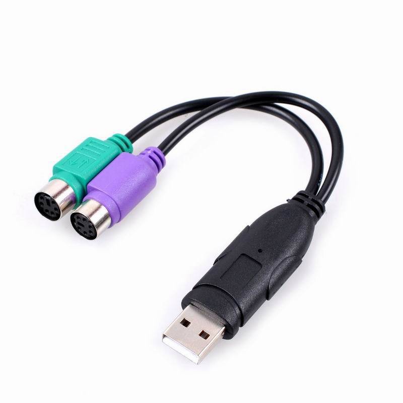 2PCS PS2 to USB Adapter Cable Dual PS2 Female to USB Male Converter Adapter for PC Laptop Mouse Keyboard