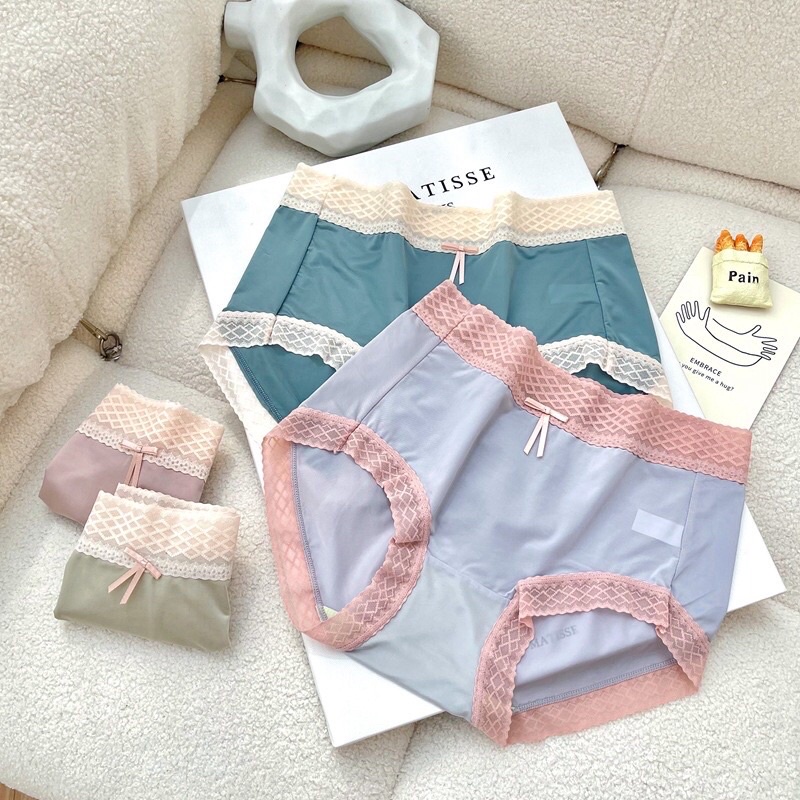 Quần lót su lụa nữ cao cấp - Phối ren quyến rũ co dãn mềm mại - bảng màu pastel