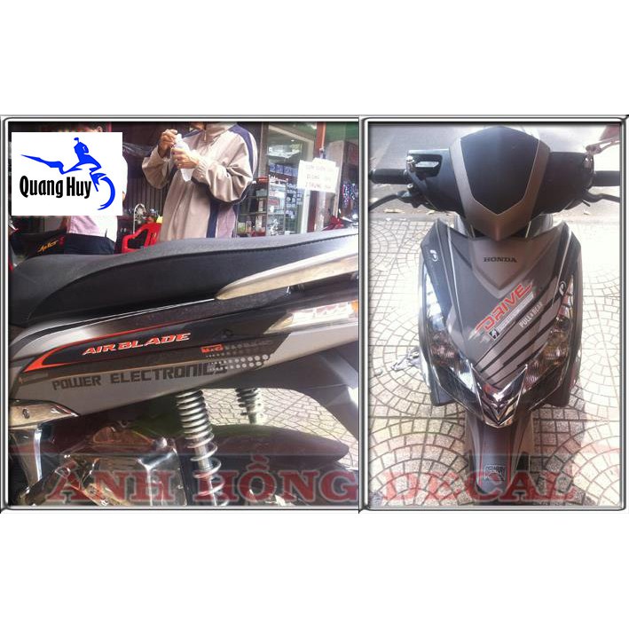 Tem trùm ♦FREESHIP♦ air blade xám đen chỉ đỏ, độ team trùm ab thái dán phủ dàn áo xe đen xám rẻ đẹp