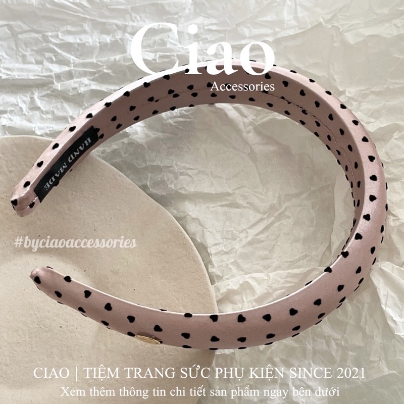 [HOẢ TỐC 1H] Băng đô/ Cài tóc vải lụa mềm thiết kế hoạ tiết tim nhỏ mã 18 Ciao accessories