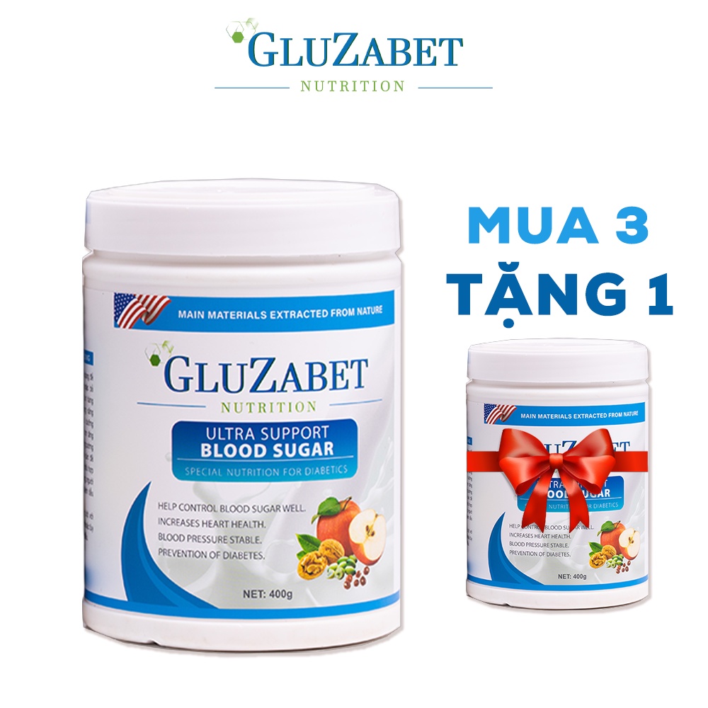 Sữa hạt dinh dưỡng cho người tiểu đường Gluzabet - Combo mua 3 tặng 1 (hộp 400g)