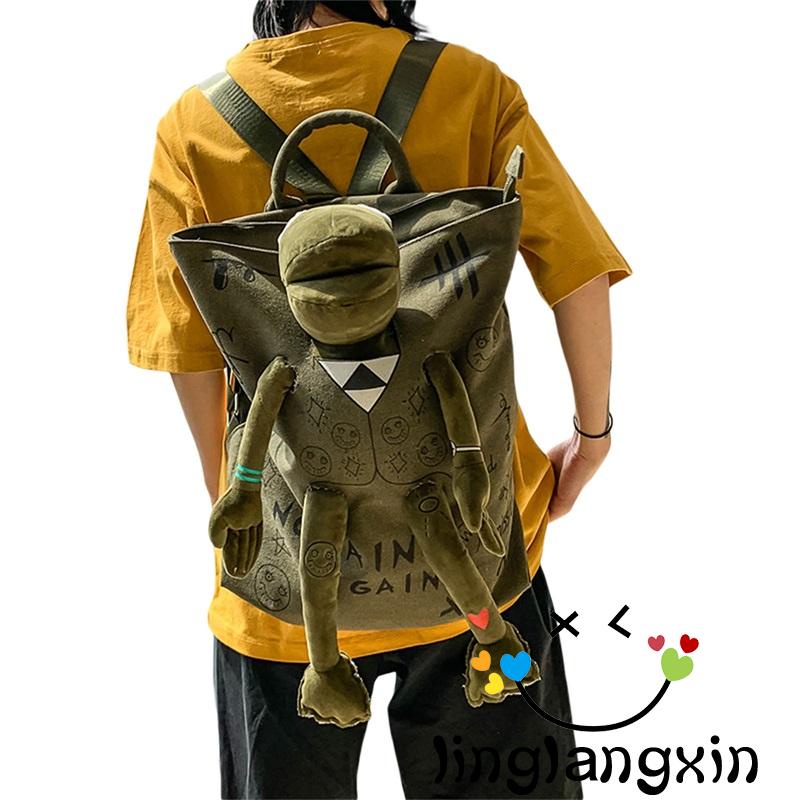 Llx Ba Lô Đi Học / Du Lịch Cỡ Lớn Có Khóa Kéo Phối Lông Hình Quái Vật Graffiti Dát Hình Ếch Có Thể Điều Chỉnh Cho Nam Và