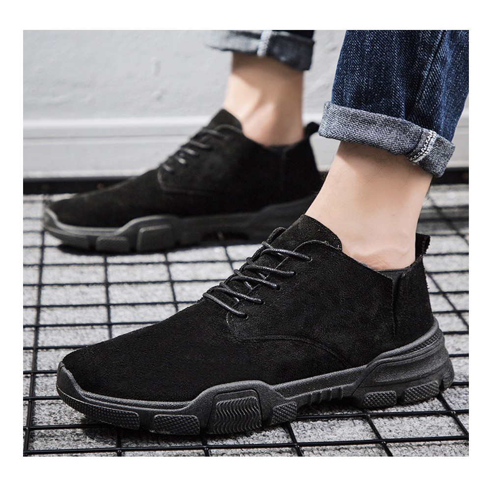 Giày boot nam cao cổ chất da lộn chuẩn xịn tăng chiều cao, giày nam da lộn buộc dây Hàn Quốc | BigBuy360 - bigbuy360.vn