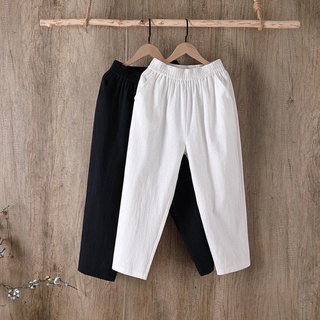 Quần baggy lửng chất đũi lụa