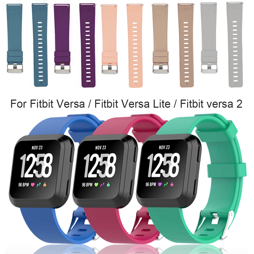Dây đeo bằng silicon màu trơn thay thế tiện dụng cho Fitbit Versa Lite Versa 2