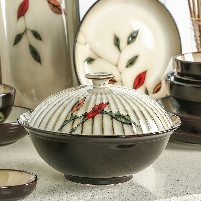 HOA - Bộ bát đĩa lá cành - Gốm sứ tráng men cao cấp