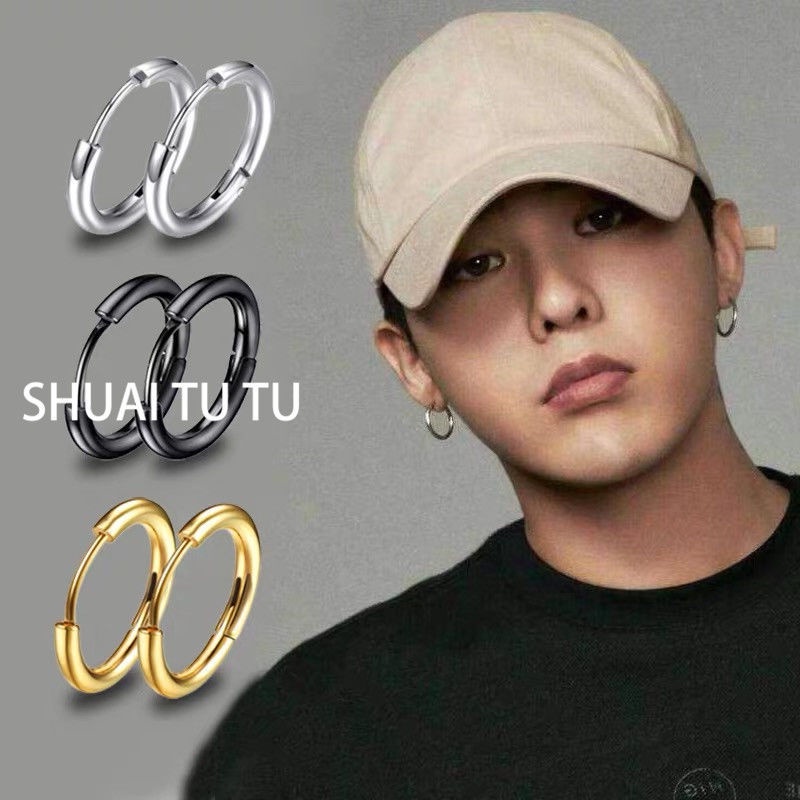 Đôi Khuyên Tai Thép Titan Phong Cách Hip Hop Đường Phố Cá Tính