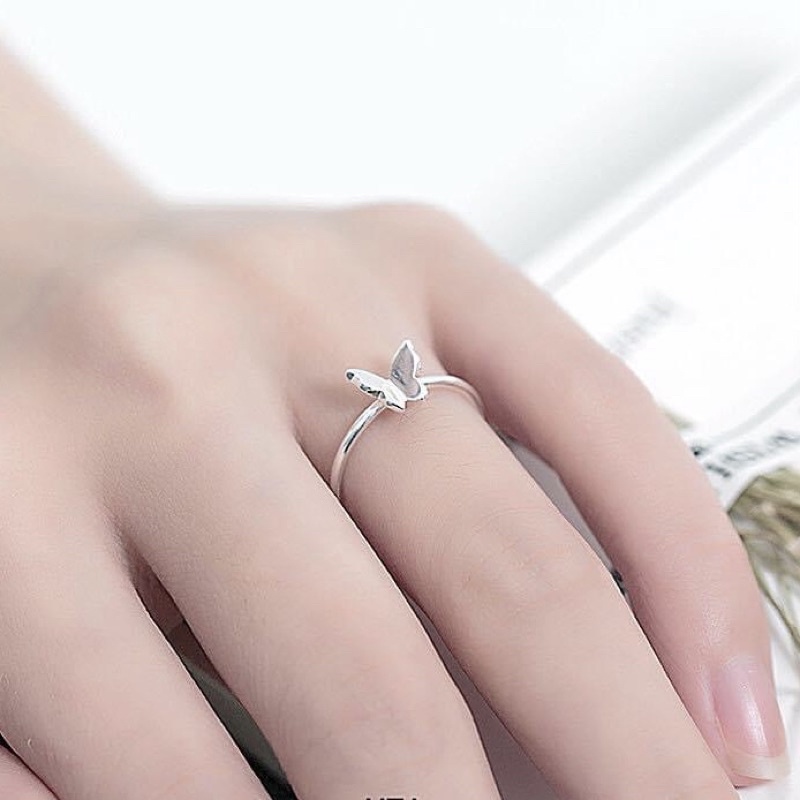 Nhẫn bươm bướm Bạc ta giá rẻ , sáng bóng - nhẫn nữ bươm bướm bạc ta - Vàng Bạc Khải Khải